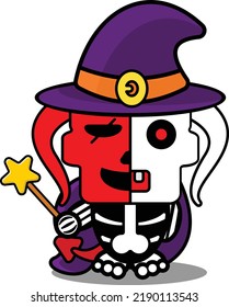 red devil bone mascot character cartoon vector illustration cute witch costume