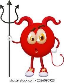 A red devil cartoon character with facial expression illustration