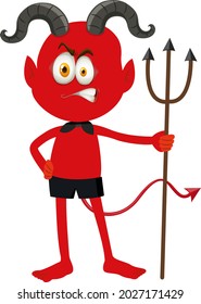 A red devil cartoon character with facial expression illustration