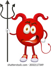 A red devil cartoon character with facial expression illustration