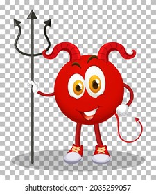 A Red Devil cartoon character with facial expression on transparent background illustration