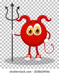 A Red Devil cartoon character with facial expression on transparent background illustration