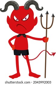 A red devil cartoon character with facial expression illustration