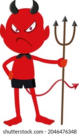 A red devil cartoon character with facial expression illustration