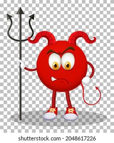 A Red Devil cartoon character with facial expression on transparent background illustration