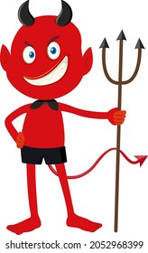 A red devil cartoon character with facial expression illustration