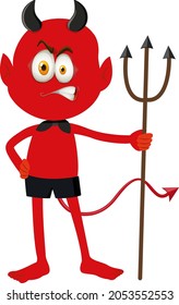 A red devil cartoon character with facial expression illustration