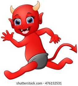 Red devil cartoon running
