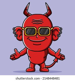 Red devil cartoon vector illustration