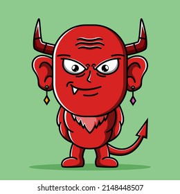 Red devil cartoon vector illustration