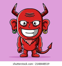 Red devil cartoon vector illustration