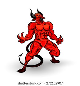red devil character design on white background