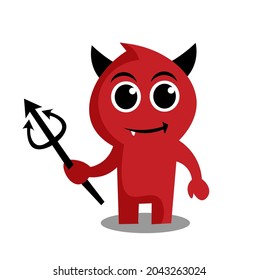 Red devil character logo. Red demons vector