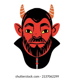 Red devil character logo. Red demons vector.Graphic element  for fabric, textile, clothing, wrapping paper, wallpaper