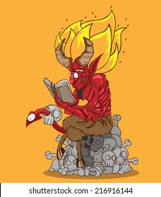 Red Devil Character vector and illustration. Monster in Halloween night