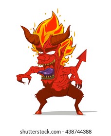 Red Devil Character vector and illustration. Monster in Halloween night