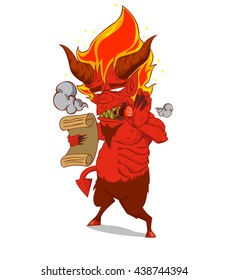 Red Devil Character vector and illustration. Monster in Halloween night
