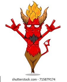 Red Devil Character vector and illustration. Monster in Halloween night
