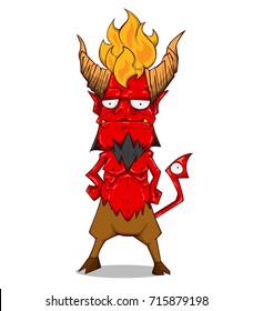 Red Devil Character vector and illustration. Monster in Halloween night