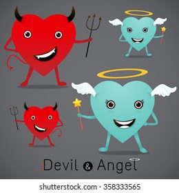 The red devil and  cute angel  vector illustration