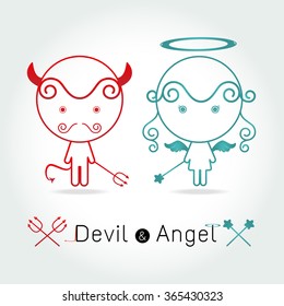 The red devil and  cute angel  vector illustration