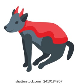 Red devil dog costume icon isometric vector. Animal festive. Feline charming