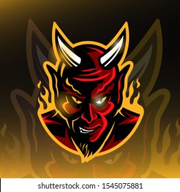 Red Devil for E sport Mascot Logo in Vector Illustration 