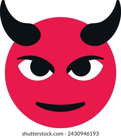 Red devil emoji with black horns, slanted eyes, and a smirk.