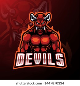 Red devil esport mascot logo design