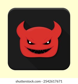 Red devil face app icon. Cute little devil application icon