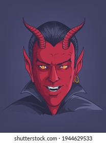 Red devil face design vector illustration