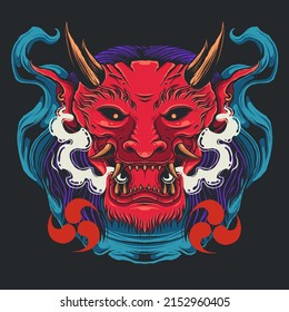 red devil face vector illustration
