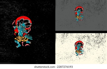 red devil with flames vector illustration mascot design