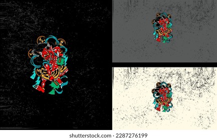 red devil with flames vector illustration mascot design