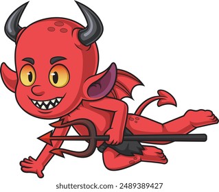 Red devil flying vector illustration