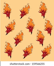 Red devil head. Background