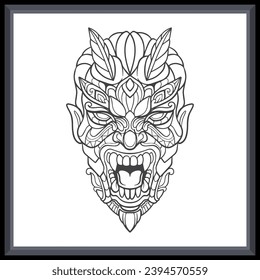 Red devil head mandala arts.