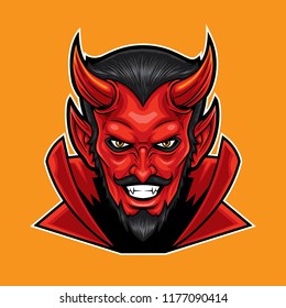 Red Devil head mascot design.