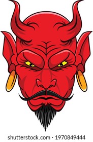 red devil head mascot on white background