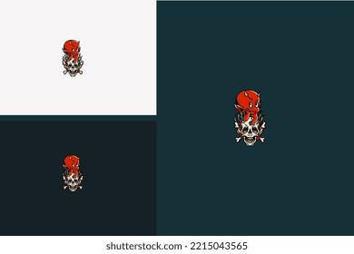 red devil and head skull vector illustration design