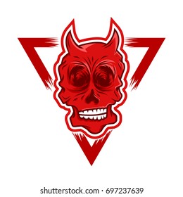Red devil head skull vector illustration