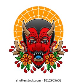 red devil head tattoo, vector EPS 10