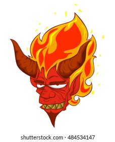 Red Devil head vector and illustration. monster in Halloween night