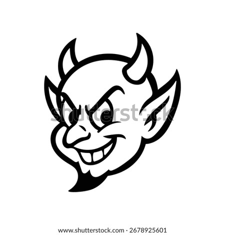 Red Devil Head Vector Illustration, Red Demon Head EOS Vector Image, Devil Mascot, Monster Vector, Devil Logo, Devil Symbol, Bad, Evil, Halloween Monster Image.