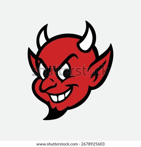 Red Devil Head Vector Illustration, Red Demon Head EOS Vector Image, Devil Mascot, Monster Vector, Devil Logo, Devil Symbol, Bad, Evil, Halloween Monster Image.