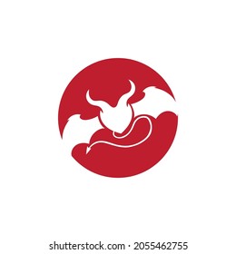 red Devil horn Vector icon design illustration Template
