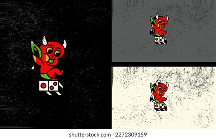 red devil and horn vector illustration mascot design