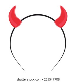 Red devil horn vector isolated, halloween mask, party time, devil wears