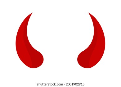 Red devil horns, icon isolated on white background. Cornival mask for head. Cartoon flat design. Vector illustration.