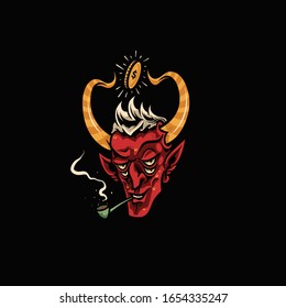 Red devil illustration, isolated vector illustration, editable vector graphic